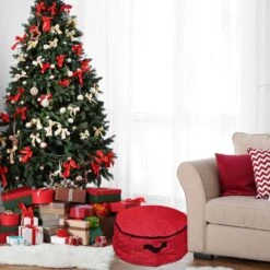 Northlight 36 In. Artificial D Red Quilted 2 In 1 Zip Up Christmas Garland And Wreath Storage Bag -Northlight Shop northlight wreath storage 34851021 c3 1000