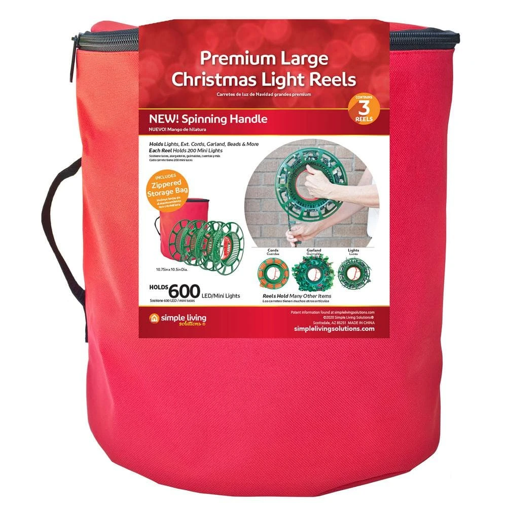 Northlight 10 In. Large 3 Reel Red Christmas Light Storage Bag 4 Northlight 10 In. Large 3 Reel Red Christmas Light Storage Bag - Image 4