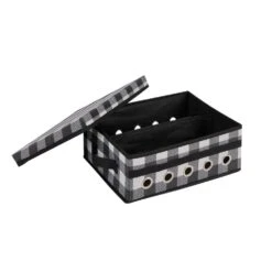Buffalo Plaid Gift Wrapping And Ribbon Storage Organizer Box In Black And White -Northlight Shop organize it all wrapping paper storage 9032 bp 76 1000