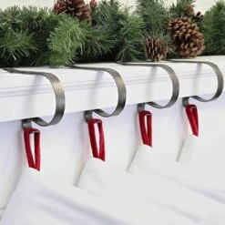 3 In. Pewter Embossed Holly Stocking Holder (4-Pack) 11 3 In. Pewter Embossed Holly Stocking Holder (4-Pack) -Northlight Shop original mantleclip stocking holders mc0423 31 1000