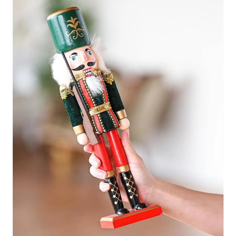 15 In. Wooden Christmas Toy Soldier Nutcracker-Red And Black Nutcracker Soldier With A Rifle Gun, Holiday Nutcracker 5 15 In. Wooden Christmas Toy Soldier Nutcracker-Red And Black Nutcracker Soldier With A Rifle Gun, Holiday Nutcracker - Image 5