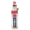 15 In. Wooden Christmas Woman Skier Nutcracker-Red And White Nutcracker Girl With Ugly Sweater And Skis In Skiing Pose