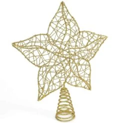 Glittered Star Tree Topper - Christmas Gold Sparkle Wire Star Leafy Decoration -Northlight Shop ornativity christmas tree toppers or 114 1f 1000