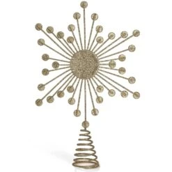 Jewel Star Tree Topper - Gold Glitter Sparkling Metal Wire Star Topper With Sparkly Gem Finish Tree Top Decor -Northlight Shop ornativity christmas tree toppers or 157 44 1000