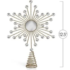 Jewel Star Tree Topper - Gold Glitter Sparkling Metal Wire Star Topper With Sparkly Gem Finish Tree Top Decor -Northlight Shop ornativity christmas tree toppers or 157 fa 1000