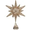 White Gold Tree Topper - Christmas Gold 3D Glitter Star Ornament Treetop Decoration