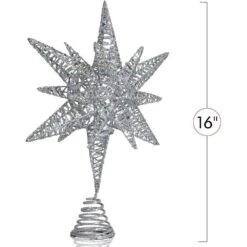 Silver Star Tree Topper - Christmas Silver 3D Glitter Star Ornament Treetop Decoration -Northlight Shop ornativity christmas tree toppers or 166 44 1000
