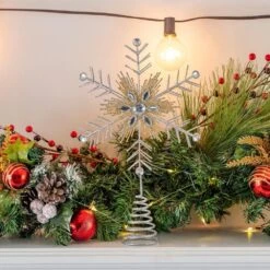 Glitter Snowflake Tree Topper - Silver And Gold Bare Branches Sparkling Gem Christmas Star Tree Top Decor -Northlight Shop ornativity christmas tree toppers or 168 1f 1000