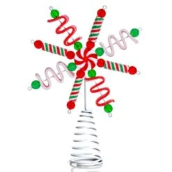 Candy Snowflake Tree Topper - Peppermint Candy Cane Sour Licorice Star Snowflake Christmas Tree Topper Decor