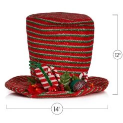 Snowman Hat Tree Topper -Holiday Hat Christmas Tree Top Decor With Red Berries, Mistletoe, Candy And LED Lights -Northlight Shop ornativity christmas tree toppers or 181 fa 1000