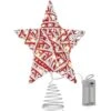 Christmas Rattan Tree Topper - Red And White Xmas Rustic Star LED Light Up Tree Topper Ornament Decoration -Northlight Shop ornativity christmas tree toppers or 182 64 1000