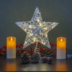 Christmas Rattan Tree Topper - White And Silver Xmas Rustic Star LED Light Up Tree Topper Ornament Decoration 10 Christmas Rattan Tree Topper - White And Silver Xmas Rustic Star LED Light Up Tree Topper Ornament Decoration -Northlight Shop ornativity christmas tree toppers or 183 1f 1000