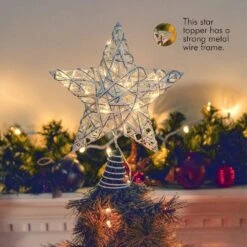 Christmas Rattan Tree Topper - White And Silver Xmas Rustic Star LED Light Up Tree Topper Ornament Decoration 11 Christmas Rattan Tree Topper - White And Silver Xmas Rustic Star LED Light Up Tree Topper Ornament Decoration -Northlight Shop ornativity christmas tree toppers or 183 44 1000