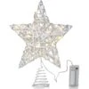 Christmas Rattan Tree Topper - White And Silver Xmas Rustic Star LED Light Up Tree Topper Ornament Decoration -Northlight Shop ornativity christmas tree toppers or 183 64 1000