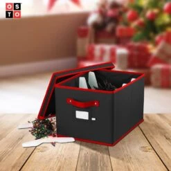 10 In. Black Polyester 600 Denier Oxford Christmas Light Storage Box (800-Light Bulbs) -Northlight Shop osto christmas light storage osd 110 blk h 1f 1000