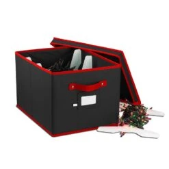 10 In. Black Polyester 600 Denier Oxford Christmas Light Storage Box (800-Light Bulbs) -Northlight Shop osto christmas light storage osd 110 blk h 4f 1000