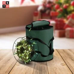 15 In. Green Polyester 600 Denier Christmas Light Storage Bag (300-Light Bulbs) 7 15 In. Green Polyester 600 Denier Christmas Light Storage Bag (300-Light Bulbs) -Northlight Shop osto christmas light storage osd 113 grn h 1f 1000