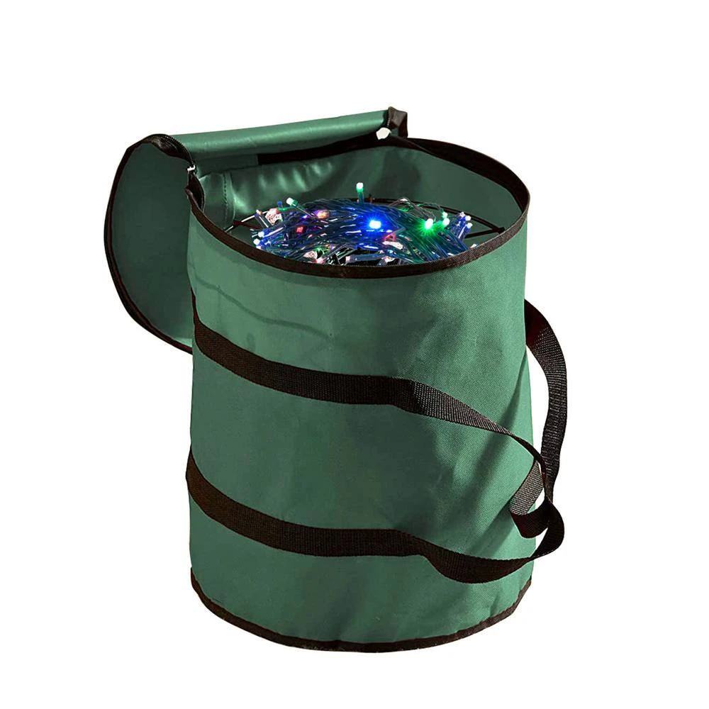 15 In. Green Polyester 600 Denier Christmas Light Storage Bag (300-Light Bulbs) 3 15 In. Green Polyester 600 Denier Christmas Light Storage Bag (300-Light Bulbs) - Image 3