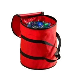 15 In. Red Polyester 600 Denier Christmas Light Storage Bag (300-Light Bulbs) -Northlight Shop osto christmas light storage osd 113 rd h 4f 1000