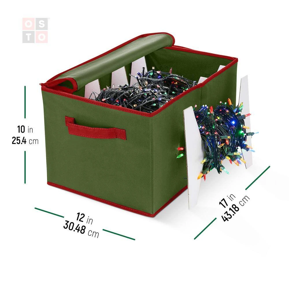 10 In. Green Non-Woven Christmas Light Storage Box (800 Light Bulbs) 4 10 In. Green Non-Woven Christmas Light Storage Box (800 Light Bulbs) - Image 4
