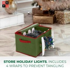 10 In. Green Non-Woven Christmas Light Storage Box (800 Light Bulbs) 6 10 In. Green Non-Woven Christmas Light Storage Box (800 Light Bulbs) -Northlight Shop osto christmas light storage osp 100 grn h 4f 1000