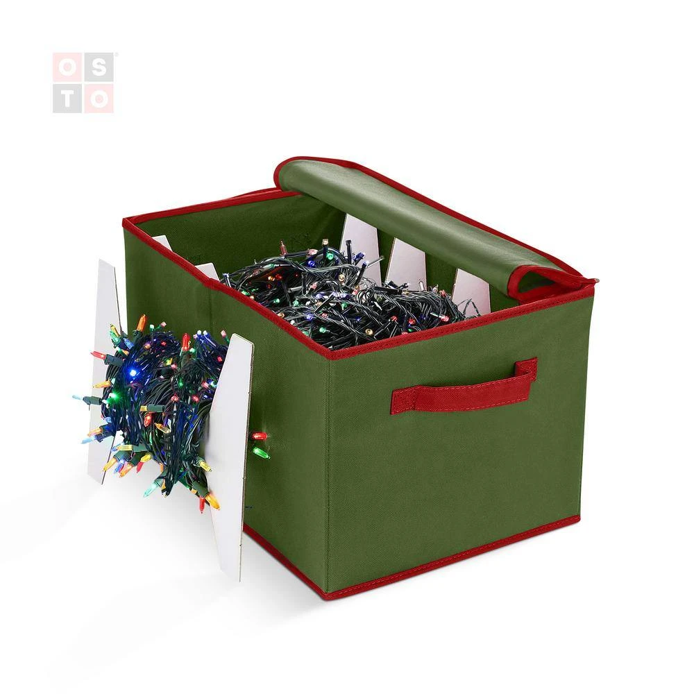 10 In. Green Non-Woven Christmas Light Storage Box (800 Light Bulbs) 2 10 In. Green Non-Woven Christmas Light Storage Box (800 Light Bulbs) - Image 2