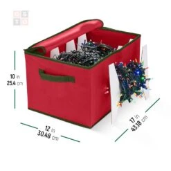 10 In. Red Non-Woven Christmas Light Storage Box (800 Light Bulbs) 7 10 In. Red Non-Woven Christmas Light Storage Box (800 Light Bulbs) -Northlight Shop osto christmas light storage osp 100 rd h 1f 1000