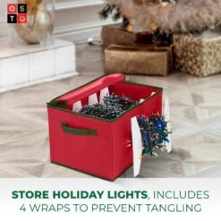 10 In. Red Non-Woven Christmas Light Storage Box (800 Light Bulbs) 6 10 In. Red Non-Woven Christmas Light Storage Box (800 Light Bulbs) -Northlight Shop osto christmas light storage osp 100 rd h 4f 1000