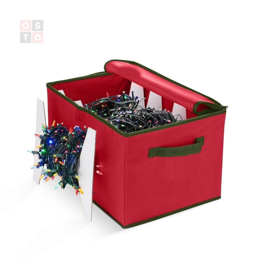 10 In. Red Non-Woven Christmas Light Storage Box (800 Light Bulbs) 2 10 In. Red Non-Woven Christmas Light Storage Box (800 Light Bulbs) - Image 2