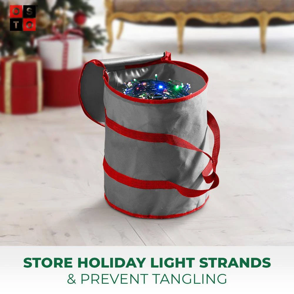 15 In. Gray Non-Woven Christmas Light Storage Bag With 3 Cardboard Wraps 3 15 In. Gray Non-Woven Christmas Light Storage Bag With 3 Cardboard Wraps - Image 3
