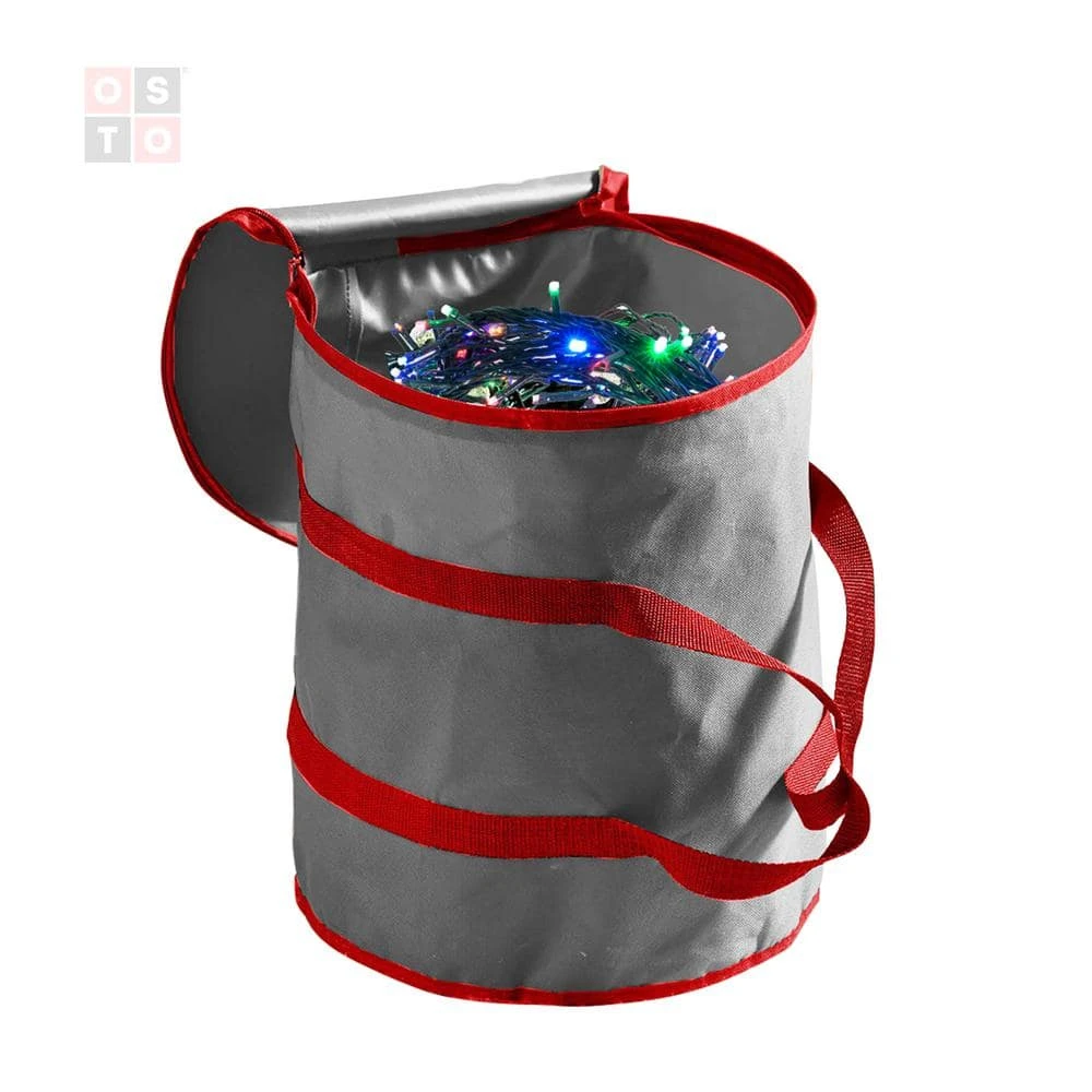 15 In. Gray Non-Woven Christmas Light Storage Bag With 3 Cardboard Wraps 2 15 In. Gray Non-Woven Christmas Light Storage Bag With 3 Cardboard Wraps - Image 2