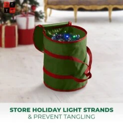 15 In. Green Non-Woven Christmas Light Storage Bag With 3 Cardboard Wraps -Northlight Shop osto christmas light storage osp 117 grn h 4f 1000