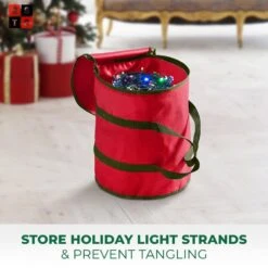 15 In. Red Non-Woven Christmas Light Storage Bag With 3 Cardboard Wraps -Northlight Shop osto christmas light storage osp 117 rd h 4f 1000