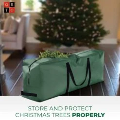 Green Tear Proof Artificial Tree Storage Bag For Trees Up To 9 Ft. Tall -Northlight Shop osto christmas tree storage osd 103 grn h c3 1000