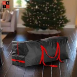 Black Tear Proof Artificial Tree Storage Bag For Trees Up To 9 Ft. Tall -Northlight Shop osto christmas tree storage osd 106 blk h 1f 1000