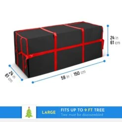 Black Waterproof Artificial Tree Storage Bag For Trees Up To 9 Ft. Tall -Northlight Shop osto christmas tree storage osd 115 blk h 1f 1000