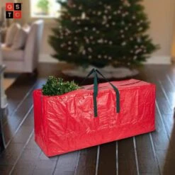 Red Waterproof Artificial Tree Storage Bag For Trees Up To 9 Ft. Tall -Northlight Shop osto christmas tree storage osp 101 rd h 1f 1000