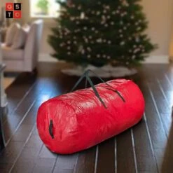 Red Waterproof Artificial Tree Storage Bag For Trees Up To 7.5 Ft. Tall -Northlight Shop osto christmas tree storage osp 106 rd h 1f 1000