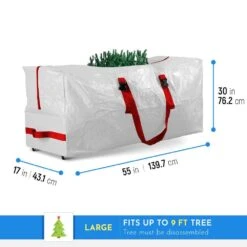 White Rolling Artificial Tree Storage Bag For Trees Up To 9 Ft. Tall -Northlight Shop osto christmas tree storage osp 110 wht h 1f 1000