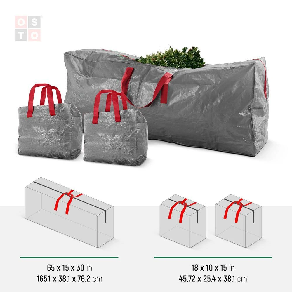 Gray Waterproof Artificial Tree Storage Bag For Trees Up To 9 Ft. Tall Plus 2 Garland Bags(3-Pack) 4 Gray Waterproof Artificial Tree Storage Bag For Trees Up To 9 Ft. Tall Plus 2 Garland Bags(3-Pack) - Image 4