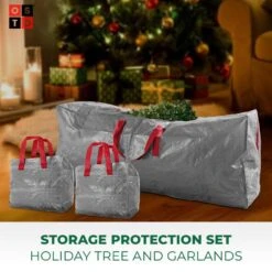 Gray Waterproof Artificial Tree Storage Bag For Trees Up To 9 Ft. Tall Plus 2 Garland Bags(3-Pack) 6 Gray Waterproof Artificial Tree Storage Bag For Trees Up To 9 Ft. Tall Plus 2 Garland Bags(3-Pack) -Northlight Shop osto christmas tree storage osp 147 gray h 4f 1000