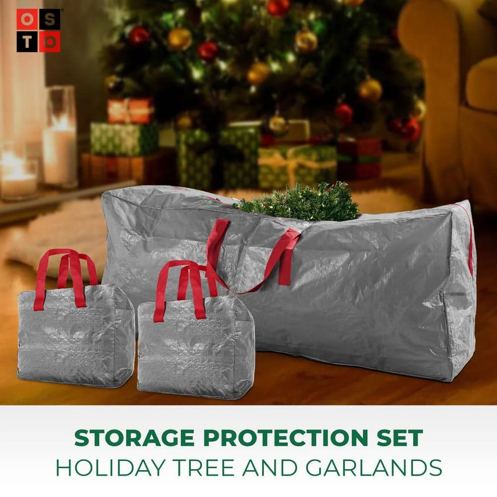 Gray Waterproof Artificial Tree Storage Bag For Trees Up To 9 Ft. Tall Plus 2 Garland Bags(3-Pack) 3 Gray Waterproof Artificial Tree Storage Bag For Trees Up To 9 Ft. Tall Plus 2 Garland Bags(3-Pack) - Image 3