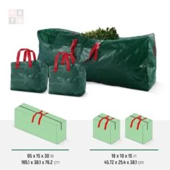 Green Waterproof Artificial Tree Storage Bag For Trees Up To 9 Ft. Tall Plus 2 Garland Bags(3-Pack) -Northlight Shop osto christmas tree storage osp 147 grn h 1f 1000
