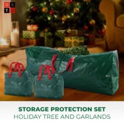Green Waterproof Artificial Tree Storage Bag For Trees Up To 9 Ft. Tall Plus 2 Garland Bags(3-Pack) -Northlight Shop osto christmas tree storage osp 147 grn h 4f 1000