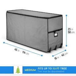 Gray Freestanding Artificial Tree Storage Bag For Trees Up To 7.5 Ft. Tall -Northlight Shop osto christmas tree storage osy 121 gry h 1f 1000