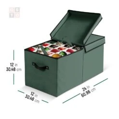25.5 In. Green 600D Polyester Holiday Ornament Storage Box (128-Ornaments) -Northlight Shop osto decoration storage osd 111 grn h 1f 1000