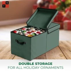 25.5 In. Green 600D Polyester Holiday Ornament Storage Box (128-Ornaments) -Northlight Shop osto decoration storage osd 111 grn h 4f 1000