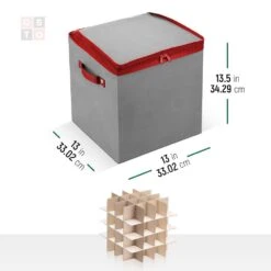 13.5 In. Gray Non-woven Ornament Storage Box (64-Ornaments) -Northlight Shop osto decoration storage osp 109 gray h 4f 1000