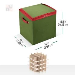 13.5 In. Green Non-woven Ornament Storage Box (64-Ornaments) -Northlight Shop osto decoration storage osp 109 grn h 4f 1000