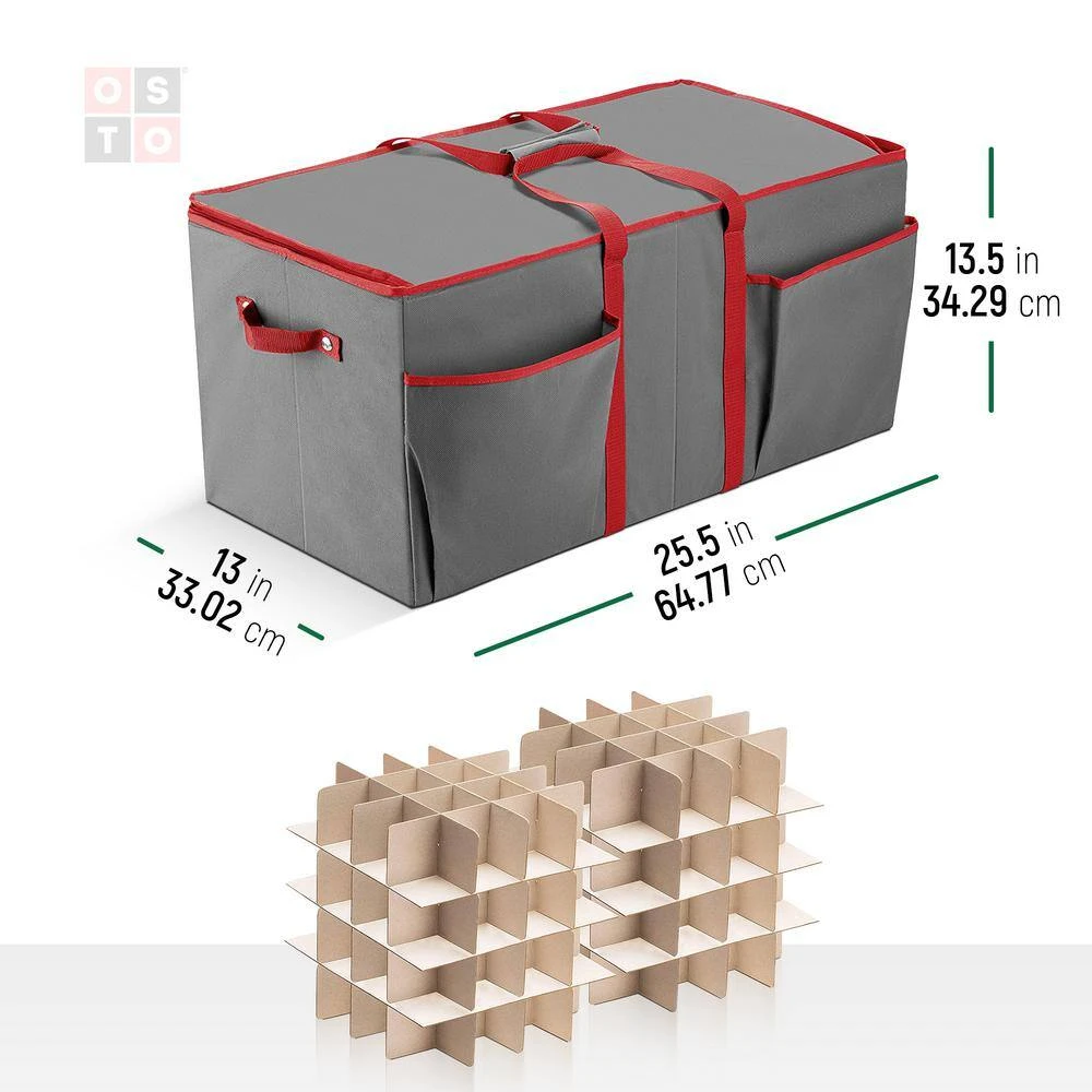 25.5 In. Gray Non-woven Ornament Storage Box (128-Ornaments) 3 25.5 In. Gray Non-woven Ornament Storage Box (128-Ornaments) - Image 3